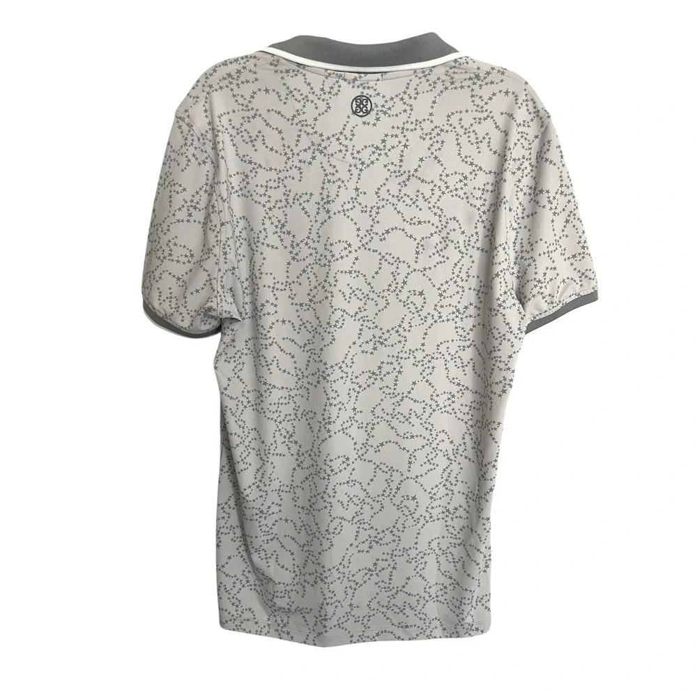 NWT G/Fore Mens Gray Star Dust Tech Jersey Golf Polo Shirt Banded Sleeve SMALL - Picture 2 of 8
